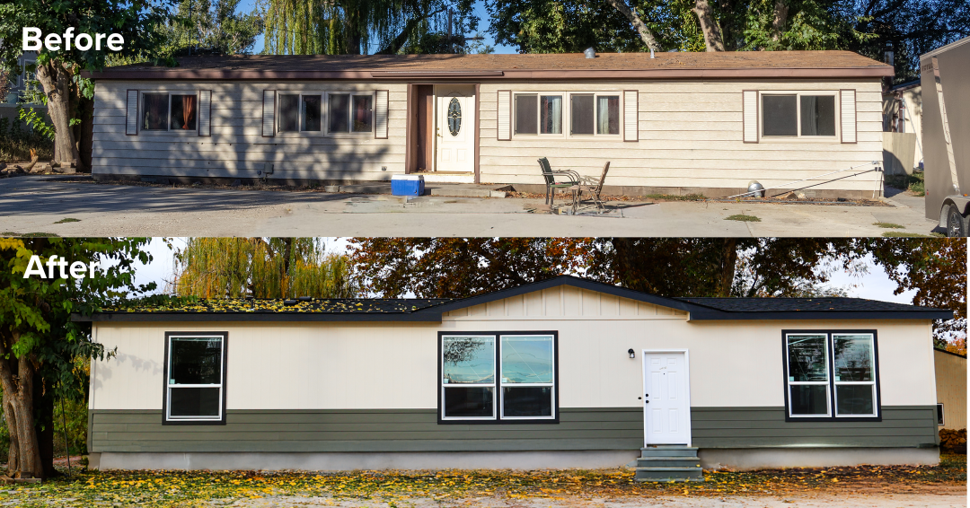 Before and after replacement mobile home project.